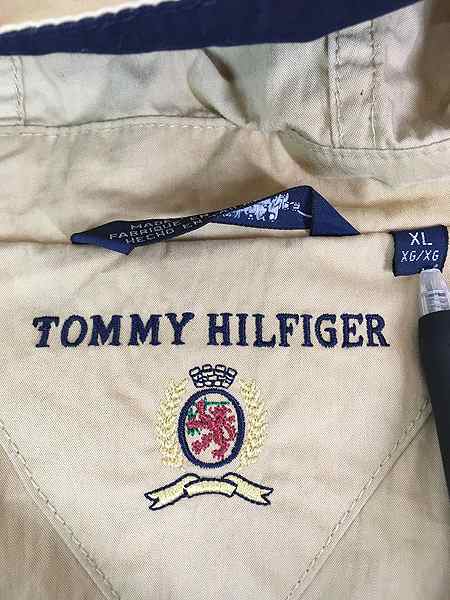 古着 90s TOMMY HILFIGER コットン ナイロン フーデッド ジャケット モッズ パーカー XL 古着