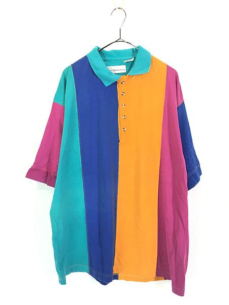 古着 90s COSI パステル 太ピッチ ワイド ストライプ プルオーバー 天竺 コットン シャツ 半袖 Lの通販は 6,600円