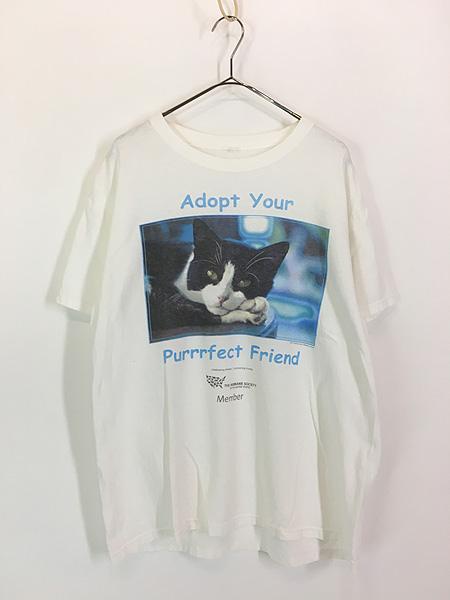 古着 10s 猫 ネコちゃん アニマル フォト Tシャツ L位 古着の通販は
