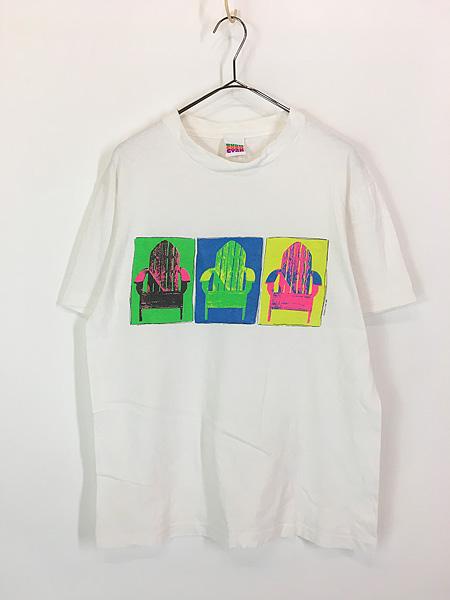 古着 90s USA製 CYRK INC イス ネオン グラフィック アート Tシャツ M 古着の通販は