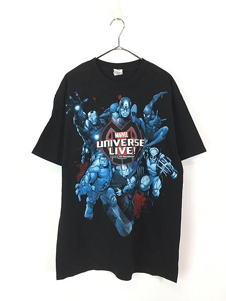 古着 10s MARVEL 「Universe Live!」 マーベル ヒーロー マルチ キャラクター ツアー Tシャツ L 古着の通販は 5,478円