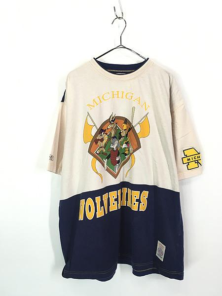 古着 90s LOONEY TUNES 「Michigan Wolverines」 カレッジ ベースボール Tシャツ XXL 古着の通販は
