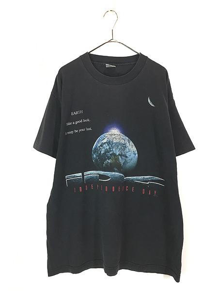 古着 90s USA製 INDEPENDENCE DAY iD4 地球 月 宇宙船 SF 映画 ムービー Tシャツ XL