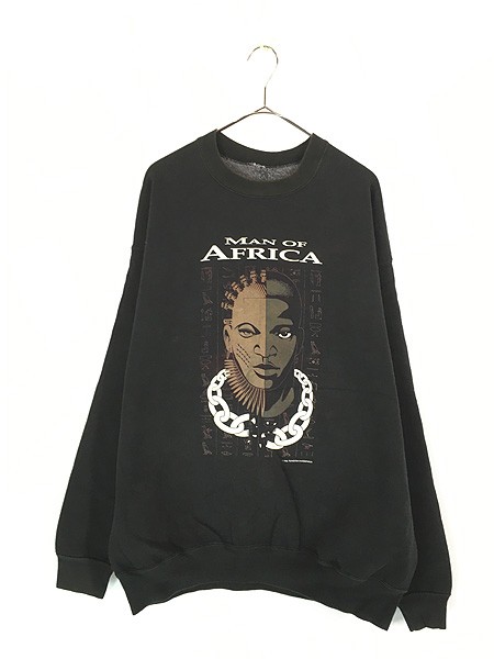 古着 90s MAN OF AFRICA ブラック カルチャー ヘビー スウェット トレーナー XL位