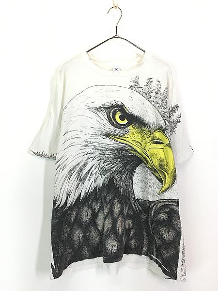 古着 90s USA製 豪華 イーグル アニマル オールオーバー Tシャツ XL 古着