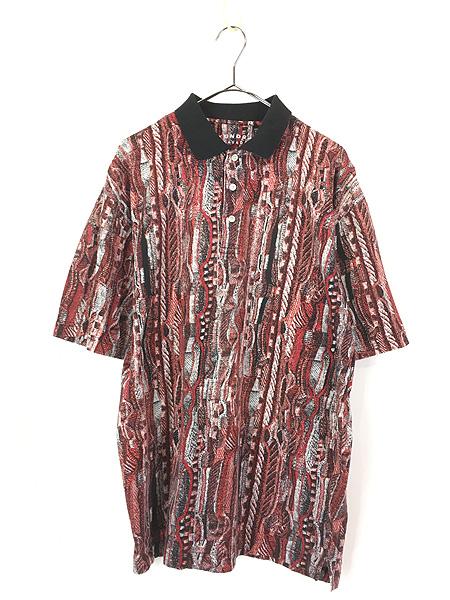 古着 TUNDRA ランダム ストライプ アート ポロシャツ L 古着