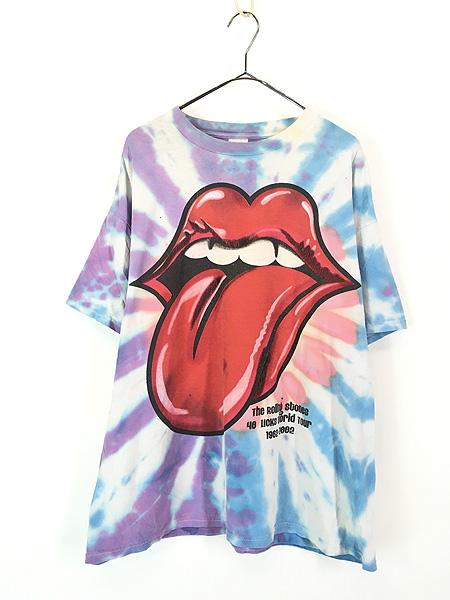 古着 00s The Rolling Stones 「40 Licks World Tour」 ツアー BIG リップ&タン ロック バンド タイダイ Ｔシャツ XL