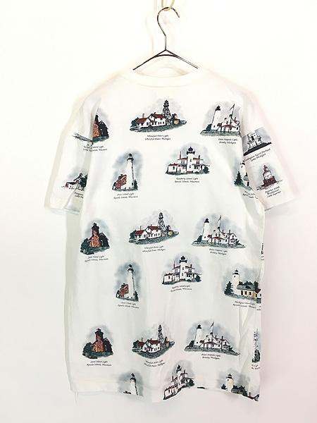 古着 90s USA製 Art Unlimited 灯台 マルチ 総柄 アート 100%コットン Tシャツ M 古着の通販は 古着 90s USA製 Art Unlimited 灯台 マルチ 総柄 アート 100%コットン Tシャツ M 古着の通販は