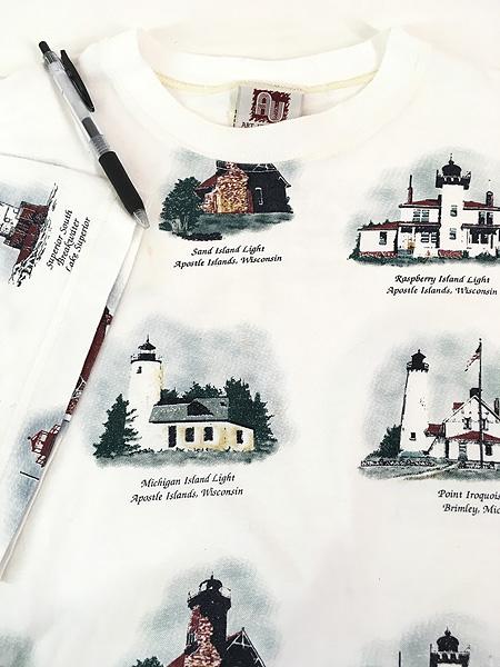 古着 90s USA製 Art Unlimited 灯台 マルチ 総柄 アート 100%コットン Tシャツ M 古着の通販は 古着 90s USA製 Art Unlimited 灯台 マルチ 総柄 アート 100%コットン Tシャツ M 古着の通販は