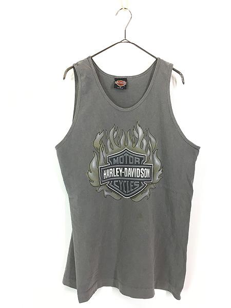 古着 90s HARLEY DAVIDSON バー&シールド ファイヤー タンクトップ L 古着