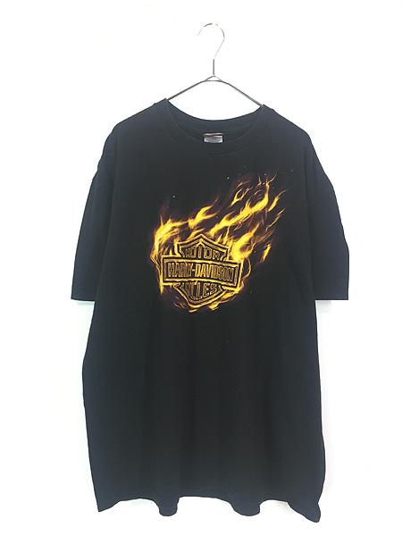 古着 10s HARLEY DAVIDSON ゴールド ファイヤー バー&シールド Tシャツ XXL 古着