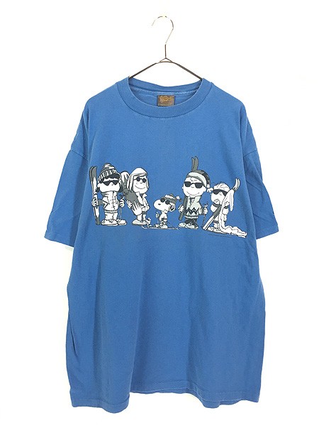 古着 90s USA製 Snoopy スヌーピー マルチ キャラクター スキー Tシャツ XL 古着