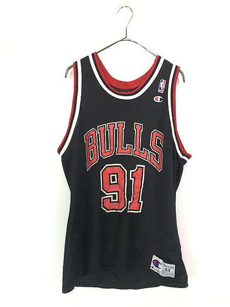古着 USA製 Champion NBA Chicago BULLS ブルズ No91 「RODMAN」 メッシュ タンクトップ 44 古着