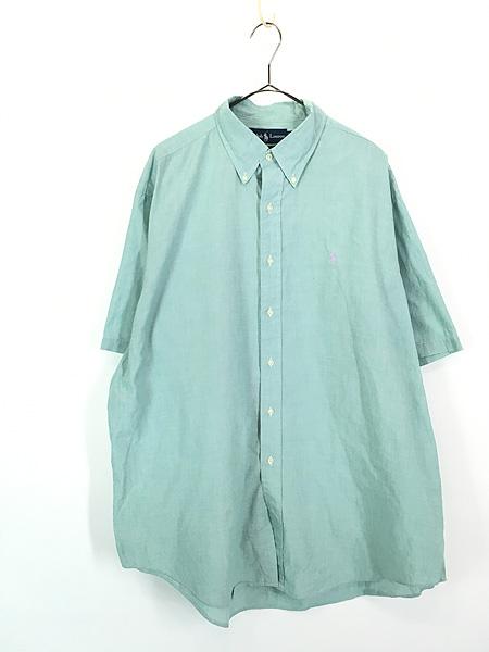 古着 90s Ralph Lauren 「CLASSIC FIT」 ワンポイント ソリッド 半袖 BD シャツ 水色 XL 古着の通販は 5,060円
