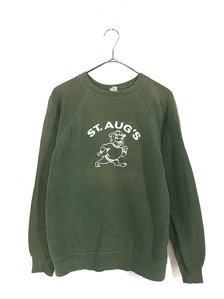 古着 70s Velva Sheen 「ST.AUG'S」 ブルドッグ オールド スウェット トレーナー L