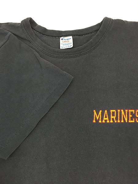 古着 80s USA製 Champion USMC 「MARINES」 100%コットン  ミリタリー Tシャツ ブラック!! L 古着 80s USA製 Champion USMC 「MARINES」 100%コットン ミリタリー T