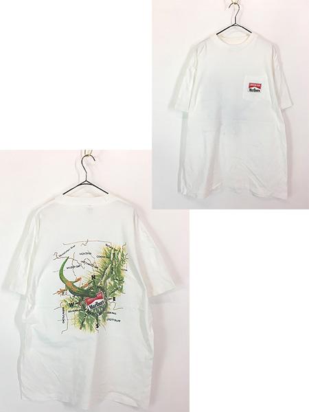 古着 90s USA製 Marlboro マルボロ リザード 地図 グラフィック ポケット Tシャツ ポケT XL位 古着
