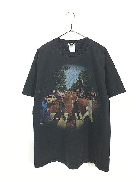 古着 00s The Beatles 「ABBEY ROAD」 メンバー フォト ミュージック バンド Tシャツ L