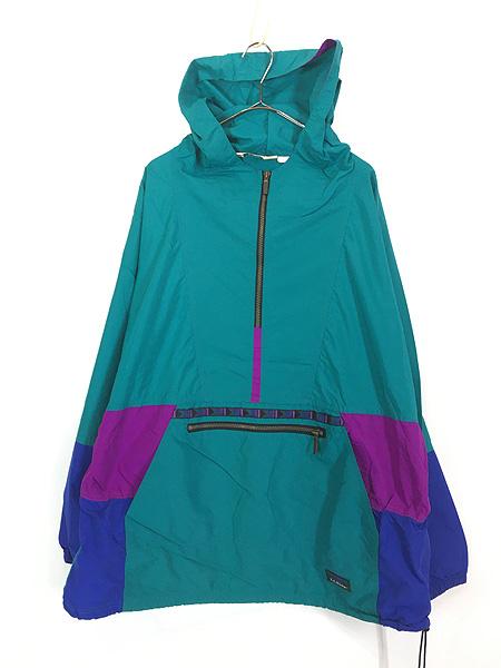 古着 90s USA製 LL Bean チロリアン テープ クレイジー ナイロン アノラック パーカー ジャケット XL位