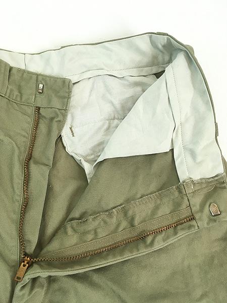 古着 70s 米軍 US ARMY 「Type-1 Class-1」 ミリタリー 8.2oz コットン チノ パンツ チノパン スリム W33 L31