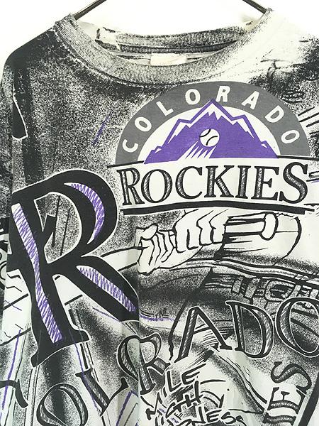古着 90s MLB Colorado Rockies ロッキーズ オールオーバー Tシャツ XL 古着の通販は