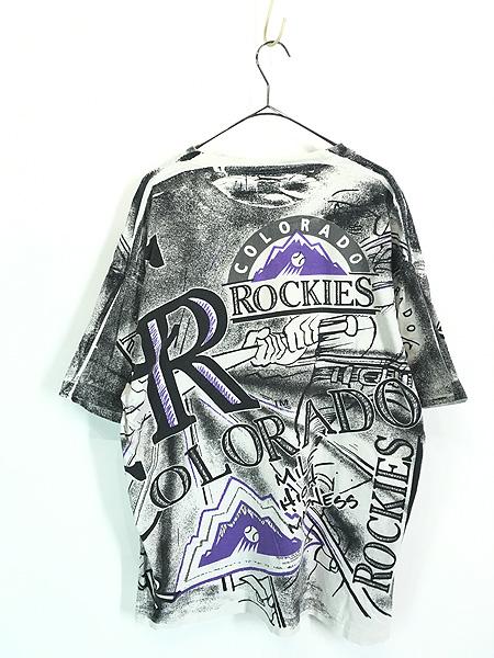 古着 90s MLB Colorado Rockies ロッキーズ オールオーバー Tシャツ XL 古着の通販は