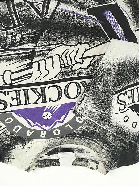 古着 90s MLB Colorado Rockies ロッキーズ オールオーバー Tシャツ XL 古着の通販は