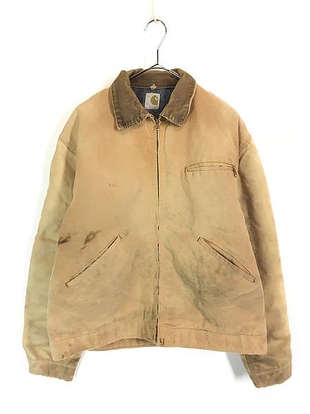 古着 70s Carhartt 裏地 ストライプ ブランケット リペア フェード ブラウン ダック デトロイト ジャケット 42 古着の通販は