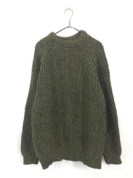 古着 80s 英国製 Looe Chunkie 畦編み ローゲージ ヘビー ウール ハンド ニット セーター XLの通販は