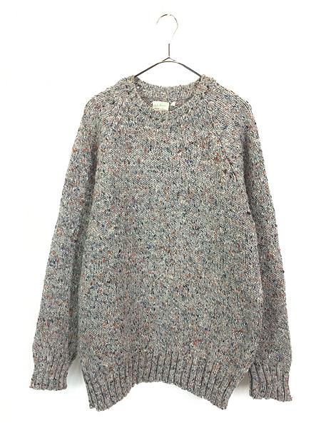 古着 70s Ireland製 LL Bean ローゲージ ネップ ドネガル ツイード ウール ニット セーター Lの通販は