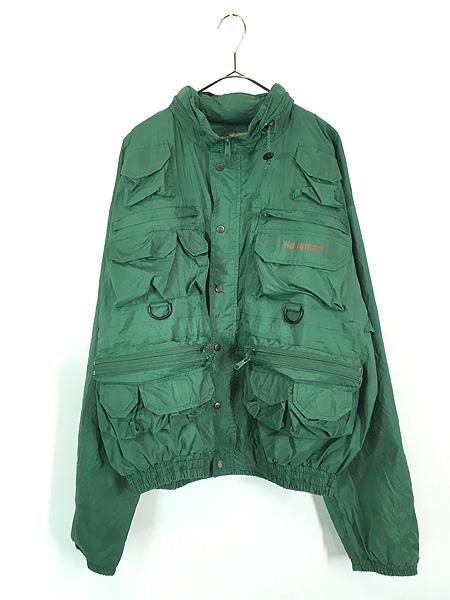 古着 90s Lakestream by HODGMAN マルチ ポケット 2way ナイロン フィッシング アウトドア ジャケット XL