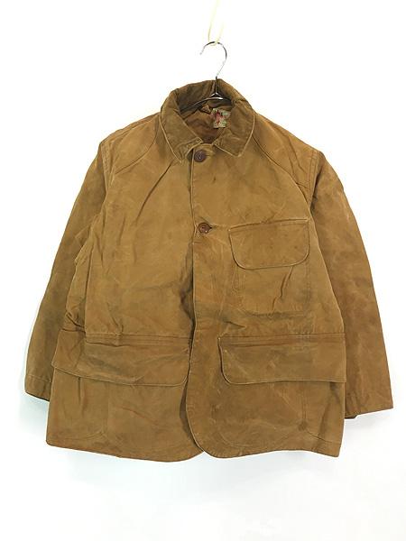 古着 40s Duxbak ハーフムーン ステッチ ブラウン キャンバス ハンティング カバーオール ジャケット 42 美品!!