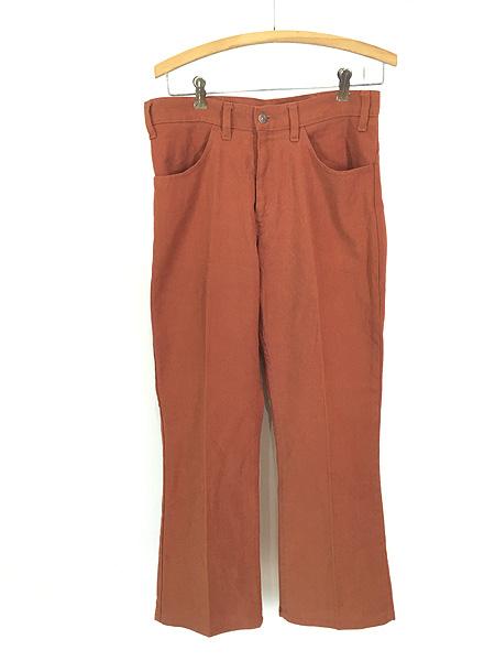 古着 70s Levi's STA-PREST 「Big E」 ホップサック スタプレ フレア パンツ レアカラー スカーレット W31 L27