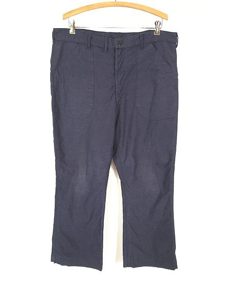 古着 70s 米軍 US NAVY 「Utility Dark Blue」 ミリタリー ステンシル ネイビー ベイカー パンツ フレア 40Rの通販は