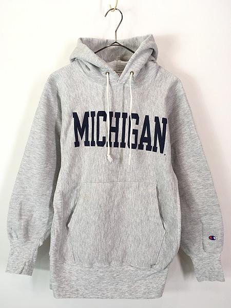 古着 90s Champion Reverse Weave 「MICHIGAN」 リバース スウェット パーカー M 古着