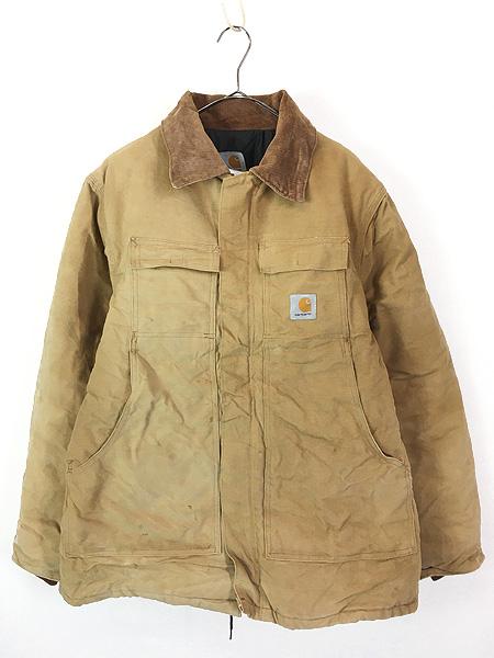 古着 90s Carhartt フェード ブラウン ダック パデット トラディショナル コート 44 古着