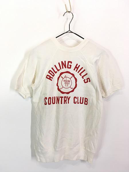 古着 60s USA製 Champion Products 「ROLLING HILLS」 3段 ラバー プリント 半袖 スウェット トレーナー S 古着