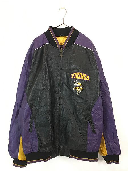 古着 90s NFL Minnesota Vikings バイキングス 本革 オール