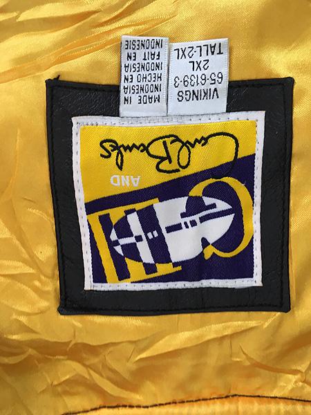 古着 90s NFL Minnesota Vikings バイキングス 本革 オール