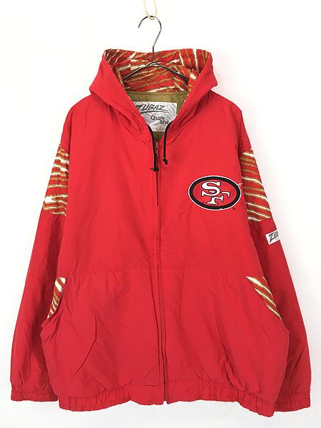 古着 90s USA製 ZUBAZ × Chalk Line NFL San Francisco 49ers フォーティナイナーズ ナイロン ジャケット XL 古着