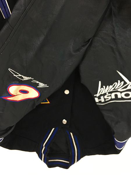 【90s vintage】レザースタジャン　本革　ウール　短丈　デカパッチ　古着 古着 90s JH Design No6 Mark Martin 本革 レザー × メルトン