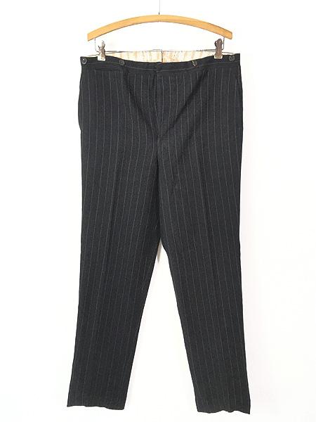 古着 -30s BOEHM CINCINNATI 針刺し シンチ ストライプ ギャバジン ウール スラックス パンツ スリム W33-35 L31