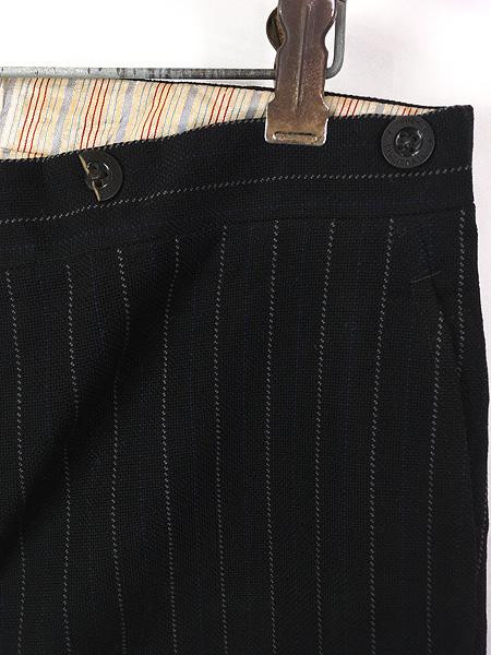 古着 -30s BOEHM CINCINNATI 針刺し シンチ ストライプ ギャバジン ウール スラックス パンツ スリム W33-35 L31