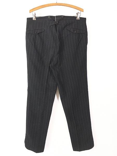 古着 -30s BOEHM CINCINNATI 針刺し シンチ ストライプ ギャバジン ウール スラックス パンツ スリム W33-35 L31