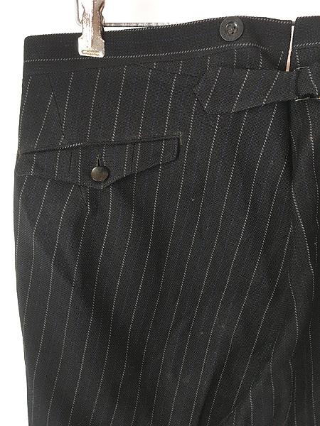 古着 -30s BOEHM CINCINNATI 針刺し シンチ ストライプ ギャバジン ウール スラックス パンツ スリム W33-35 L31