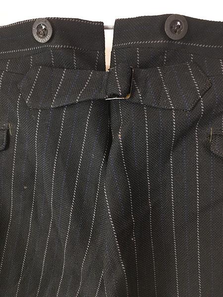 古着 -30s BOEHM CINCINNATI 針刺し シンチ ストライプ ギャバジン ウール スラックス パンツ スリム W33-35 L31