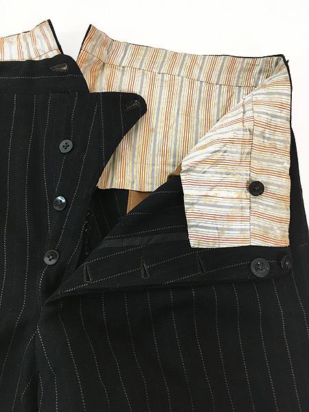 古着 -30s BOEHM CINCINNATI 針刺し シンチ ストライプ ギャバジン ウール スラックス パンツ スリム W33-35 L31