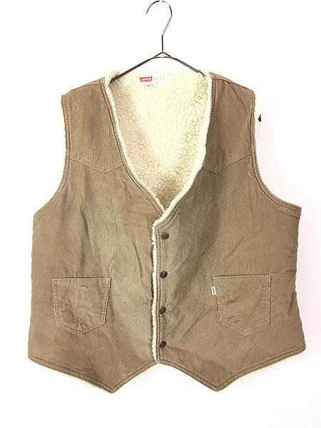 古着 70s Levi's ウエスタンヨーク コーデュロイ ボア ランチ ベスト スナップボタン XLの通販は 7,150円