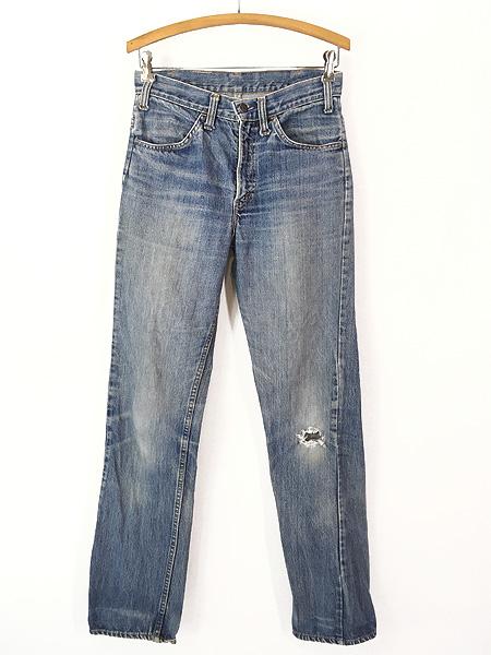 古着 70s Levi's 519-0217 ヒゲ 縦落ち ダメージ インディゴ デニム パンツ ジーンズ スリム W29 L32