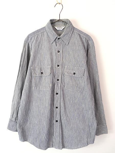古着 80s USA製 FIVE BROTHER ヒッコリー ストライプ ヘビー コットン ワーク シャツ M